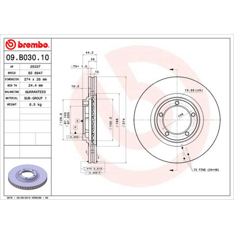 Tarcza hamulcowa BREMBO 09.B030.10