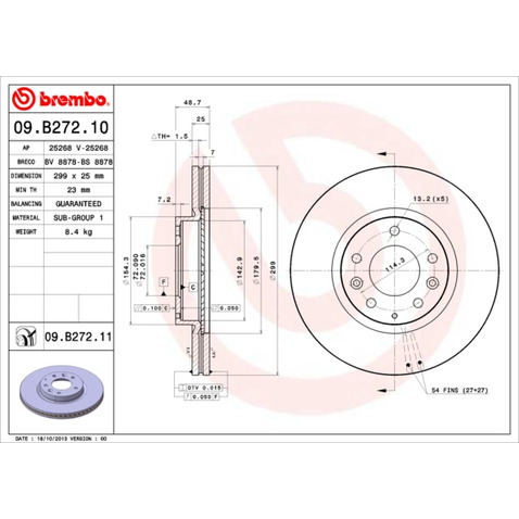 Tarcza hamulcowa BREMBO 09.B272.10