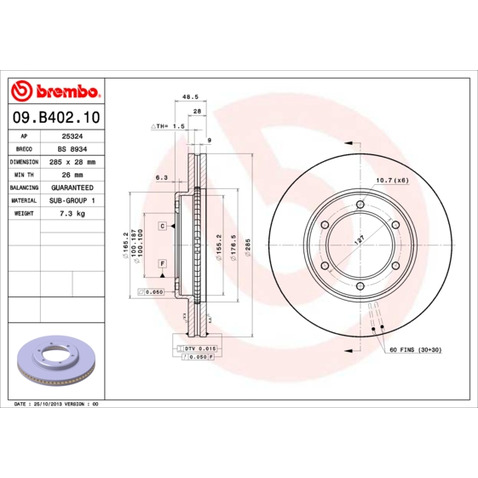 Tarcza hamulcowa BREMBO 09.B402.10