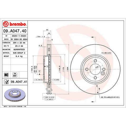 Tarcza hamulcowa BREMBO 09.A047.41