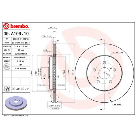 Tarcza hamulcowa BREMBO 09.A109.11