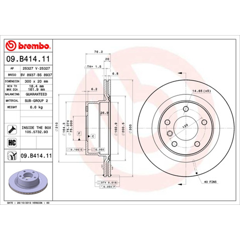 Tarcza hamulcowa BREMBO 09.B414.11