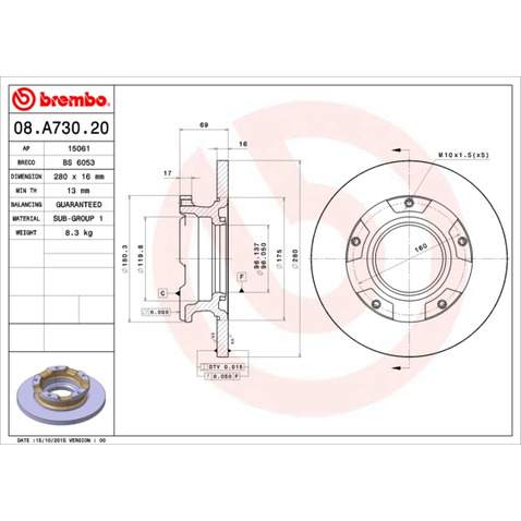 Tarcza hamulcowa BREMBO 08.A730.20