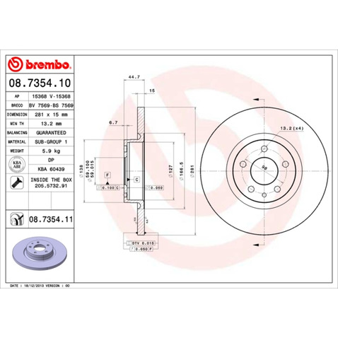 Tarcza hamulcowa BREMBO 08.7354.11