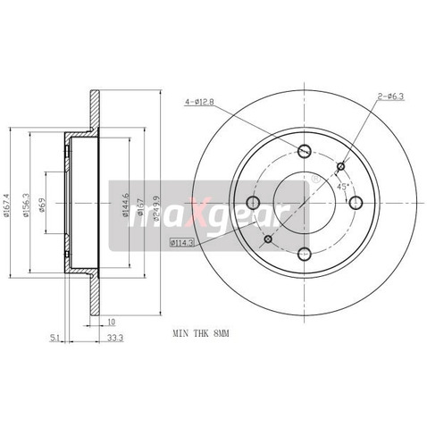 MAXGEAR Tarcza hamulcowa 19-1955