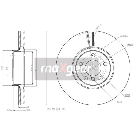 MAXGEAR Tarcza hamulcowa 19-2005