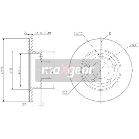 MAXGEAR Tarcza hamulcowa 19-2006