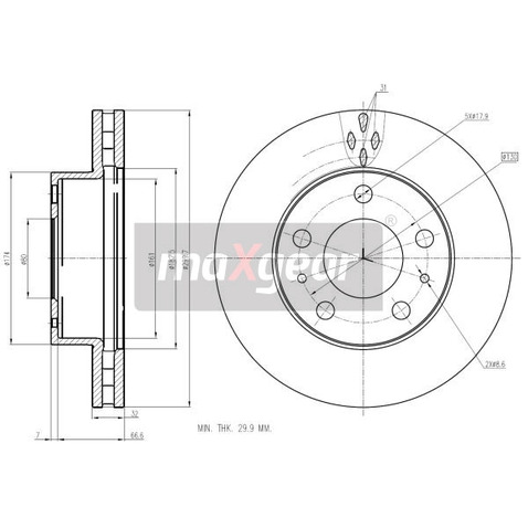 MAXGEAR Tarcza hamulcowa 19-2007