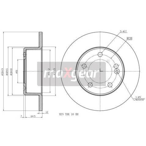 MAXGEAR Tarcza hamulcowa 19-2011