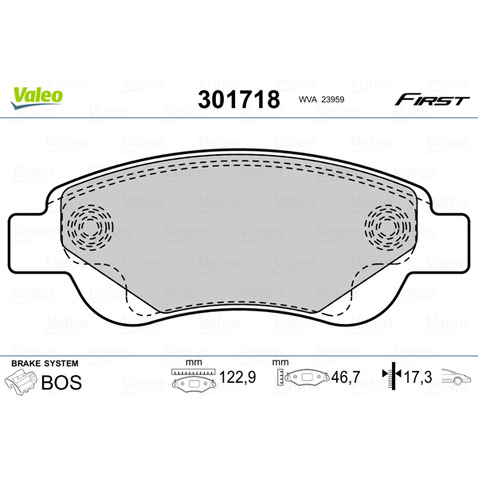 VALEO Zestaw klocków hamulcowych, hamulce tarczowe 301718