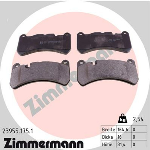 ZIMMERMANN Zestaw klocków hamulcowych, hamulce tarczowe 23955.175.1