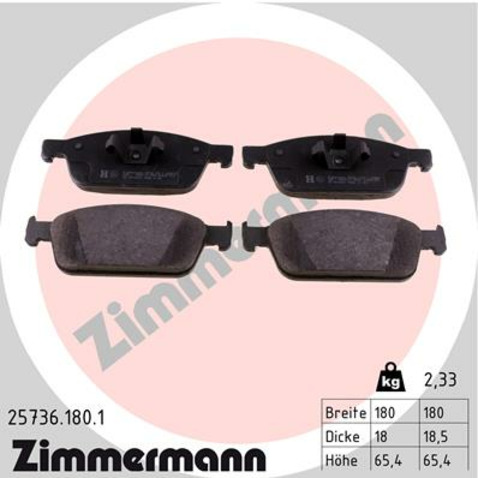 ZIMMERMANN Zestaw klocków hamulcowych, hamulce tarczowe 25736.180.1
