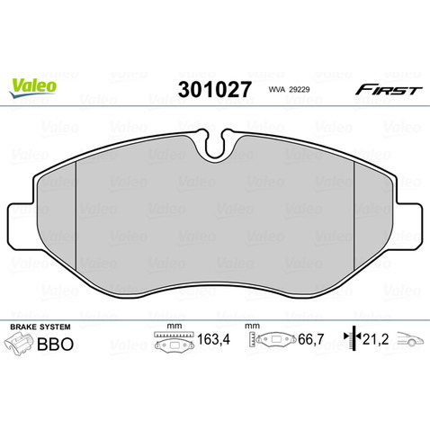 VALEO Zestaw klocków hamulcowych, hamulce tarczowe 301027