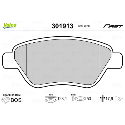 VALEO Zestaw klocków hamulcowych, hamulce tarczowe 301913