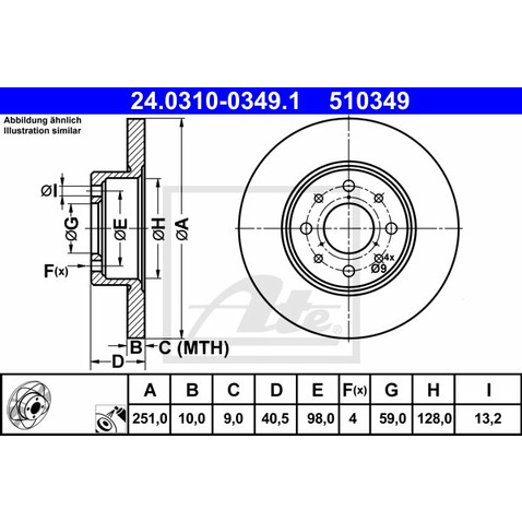 ATE Tarcze hamulcowe (komplet 2 sztuk) 24.0310-0349.1