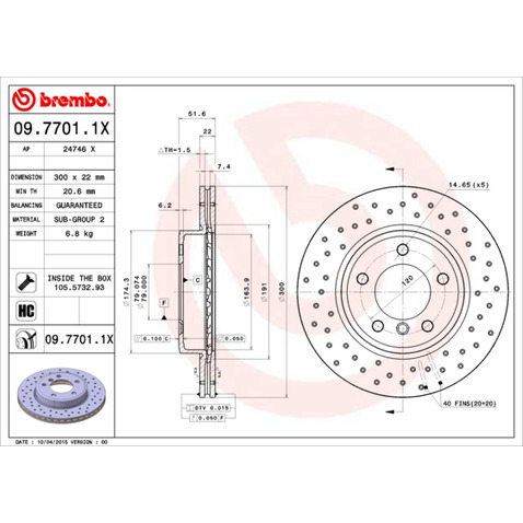 Tarcza hamulcowa BREMBO 09.7701.1X