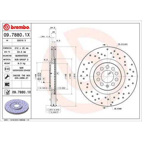 Tarcza hamulcowa BREMBO 09.7880.1X