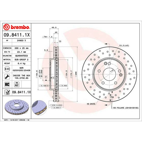 Tarcza hamulcowa BREMBO 09.8411.1X
