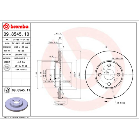 Tarcza hamulcowa BREMBO 09.8545.11