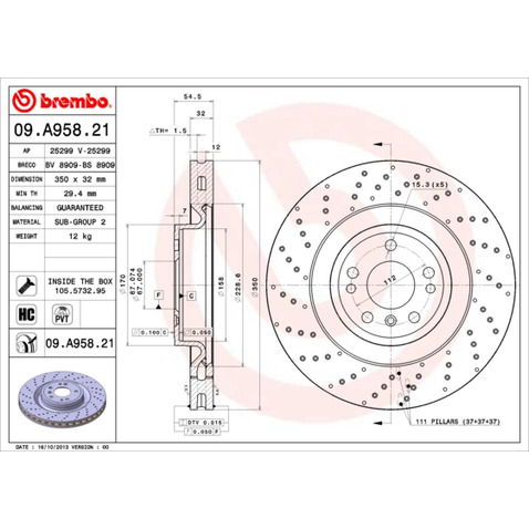 Tarcza hamulcowa BREMBO 09.A958.21