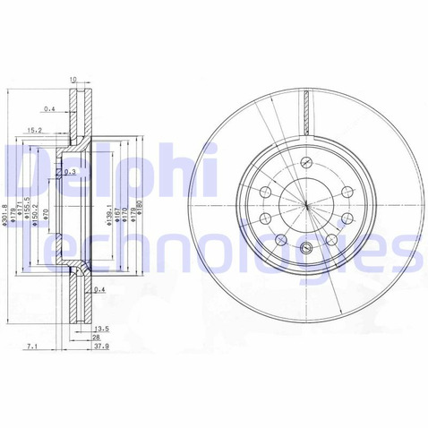 Tarcza hamulcowa DELPHI BG3772C