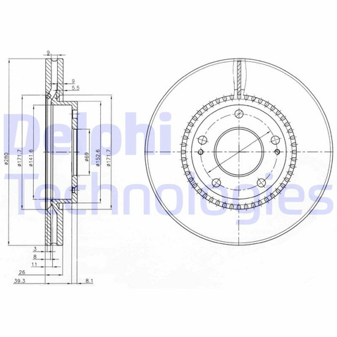 Tarcza hamulcowa DELPHI BG3861C