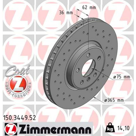 Tarcza hamulcowa ZIMMERMANN 150.3449.52