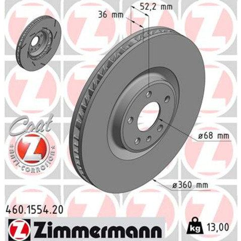 Tarcza hamulcowa ZIMMERMANN 460.1554.20