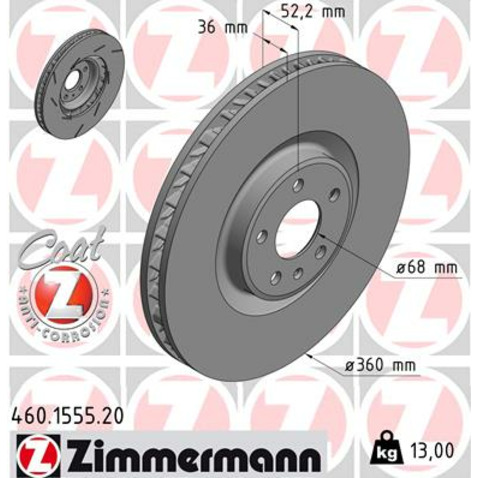 Tarcza hamulcowa ZIMMERMANN 460.1555.20