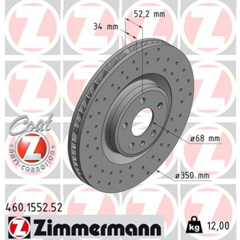 Tarcza hamulcowa ZIMMERMANN 460.1553.52