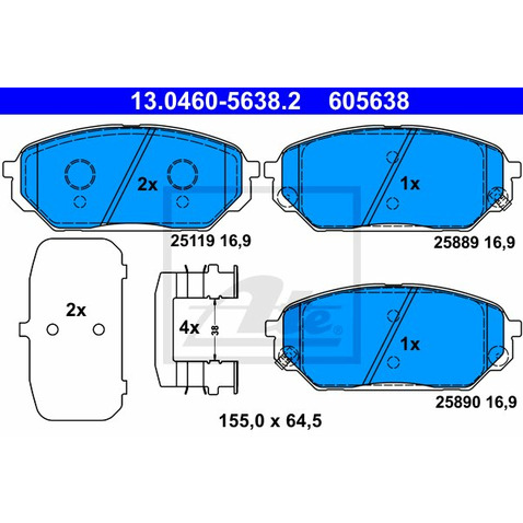 ATE KLOCKI HAMULCOWE 13.0460-5638.2 HYUNDAI IX55 3.0 V6I 4WD 11