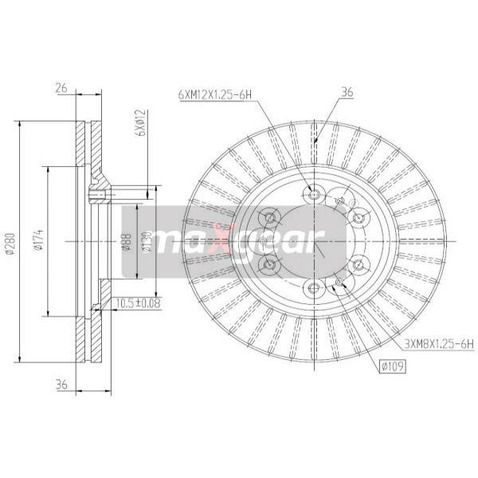 MAXGEAR Tarcza hamulcowa 19-2649