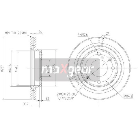 MAXGEAR Tarcza hamulcowa 19-2502
