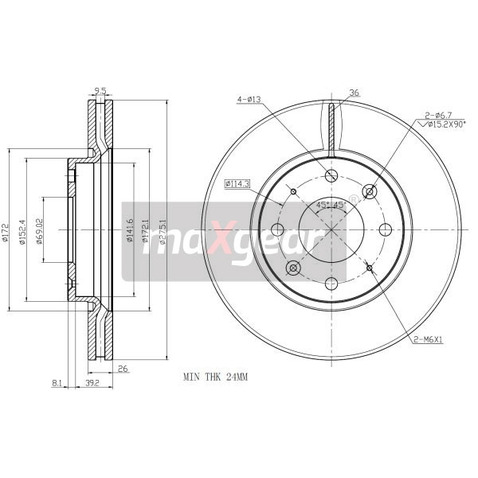 MAXGEAR Tarcza hamulcowa 19-2470