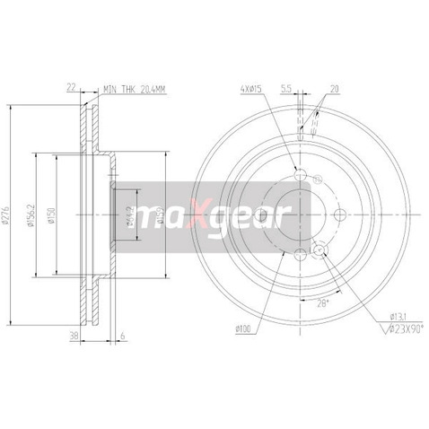 MAXGEAR Tarcza hamulcowa 19-2564