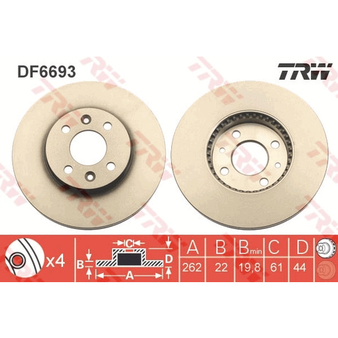 TRW TARCZA HAMULCOWA DF6693 LEXUS GS 300H 13- 450H 12 PRZÓD