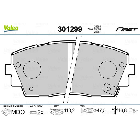 Klocki hamulcowe - komplet VALEO 301299