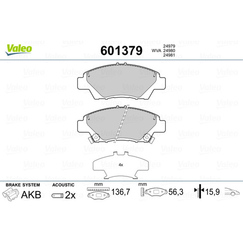 Klocki hamulcowe - komplet VALEO 601379