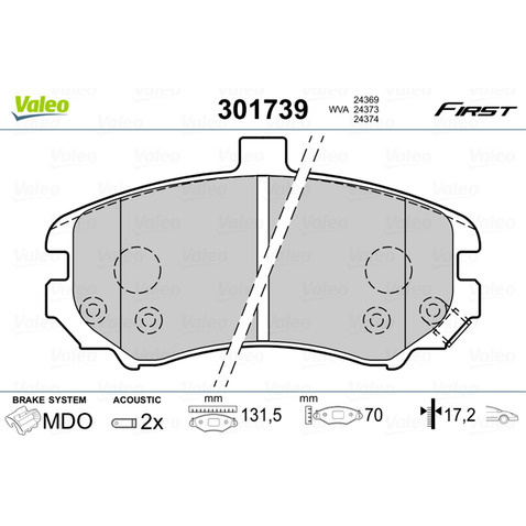 Klocki hamulcowe - komplet VALEO 301739