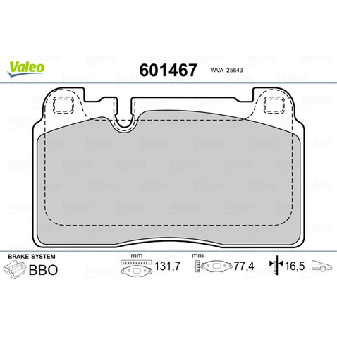 Klocki hamulcowe - komplet VALEO 601467