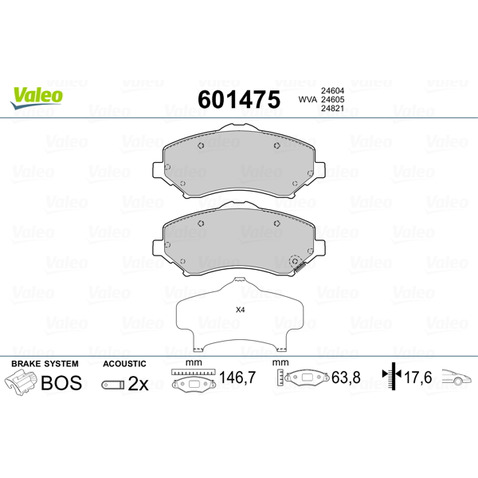 Klocki hamulcowe - komplet VALEO 601475