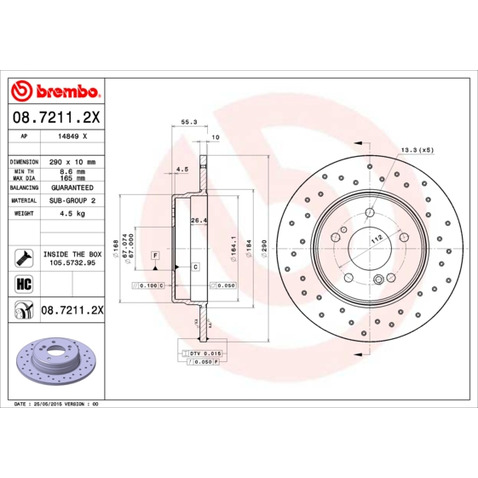 Tarcza hamulcowa BREMBO 08.7211.2X