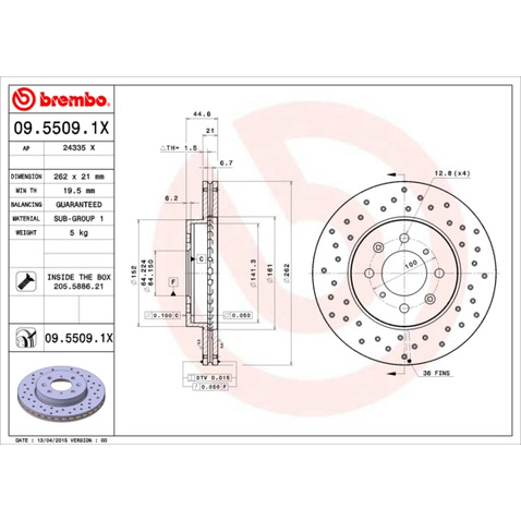 Tarcza hamulcowa BREMBO 09.5509.1X