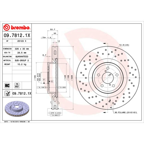 Tarcza hamulcowa BREMBO 09.7812.1X