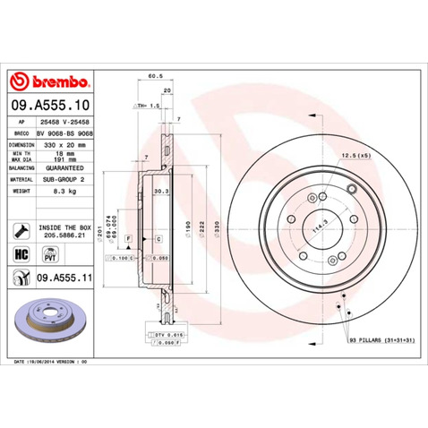 Tarcza hamulcowa BREMBO 09.A555.11