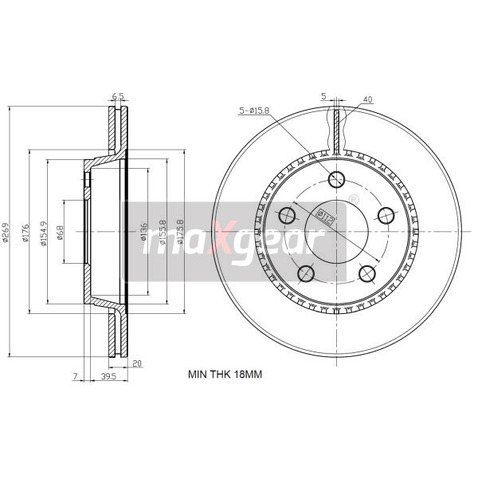 MAXGEAR Tarcza hamulcowa 19-3187