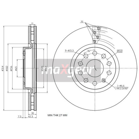 MAXGEAR Tarcza hamulcowa 19-3215
