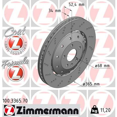 Tarcza hamulcowa ZIMMERMANN 100.3365.70