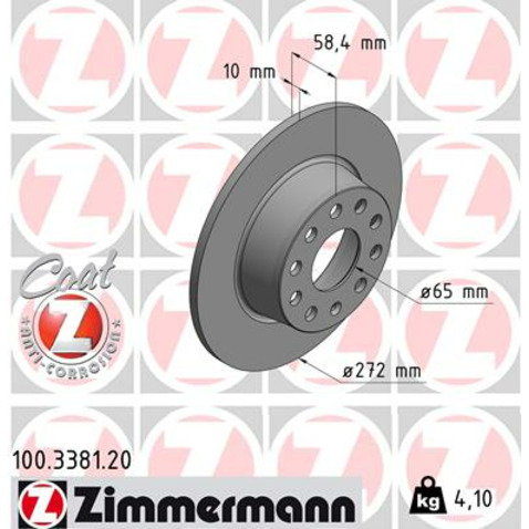 Tarcza hamulcowa ZIMMERMANN 100.3381.20