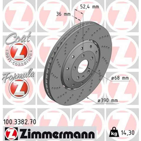 Tarcza hamulcowa ZIMMERMANN 100.3382.70